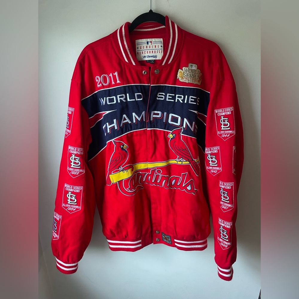 St. Louis Cardinals Rare 2011 World Series Bomber Jacket MLB Men’s size Large - Picture 1 of 7